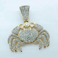2.00 Ct Round Diamond Crab Cancer Zodiac Sign Pendant 14k Yellow Gold Over Men's
