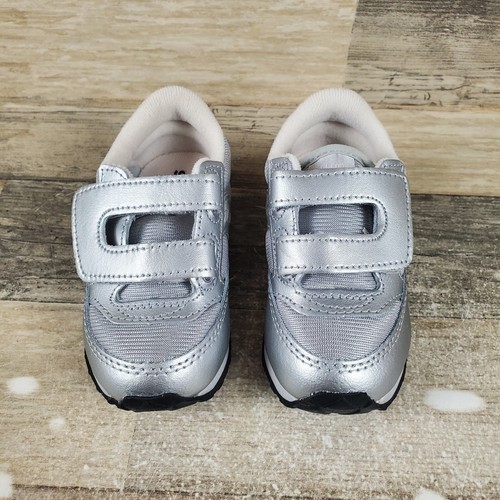 Saucony Jazz HL Baby Girls Shoe Sz 7 M Walker Trainer Silver Hook & Loop Sneaker - Picture 2 of 10