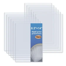 12 Pack 8.5" x 14" Rigid Print Protectors Clear Waterproof Hard Plastic Page ...