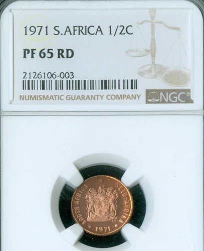 1971 SOUTH AFRICA 1/2 CENT NGC PF65 RD PQ *