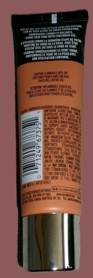 L'Oreal Paris Prime Lab Up to 24hr Dullness Reducer Tan To Deep Skin Lot of 2 - Image 2 of 2