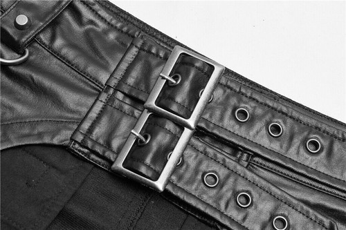 Punk Rave Black Gothic Steampunk Metal Pocket Men's Personalized Half Skirt - Picture 17 of 20