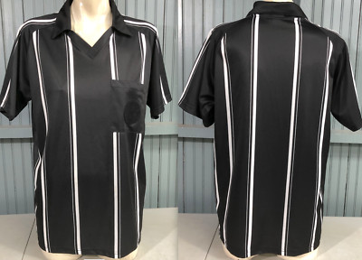 Team Ref High Five Referee Black Striped Jersey Medium Changeable Pocket Patch