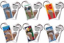 Rochester FootWhere® Souvenir Keychains. 6 Piece Set. Made in USA