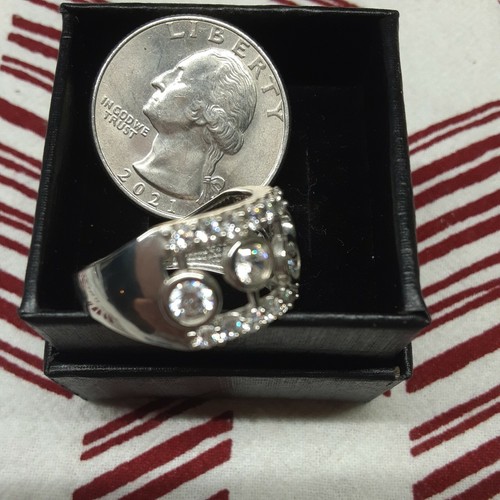 Size 7 Lustro Sterling Fancy Band Ring Made With Zirconia From Swarovski (426) - Picture 4 of 10