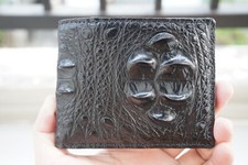 Black Real Crocodile Hornback Skin Leather Men's Bifold Wallet U70