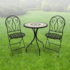 Mosaik Gartenset Gartenstühle Mosaiktisch wählbar Rustikal Rund klappbar