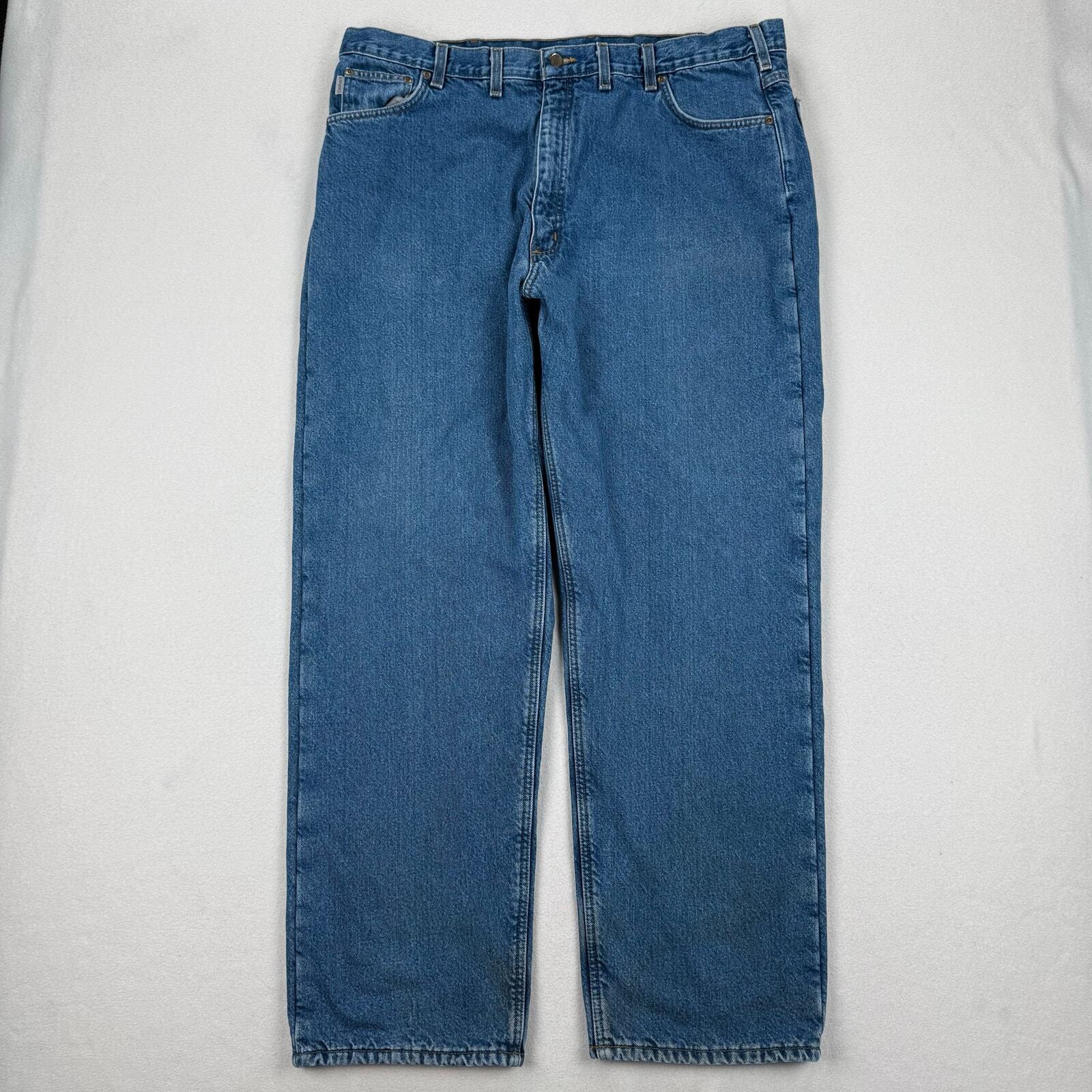 Vintage Carhartt Jeans Size 43x32 Medium Wash Fleece Lined Straight Leg Utility