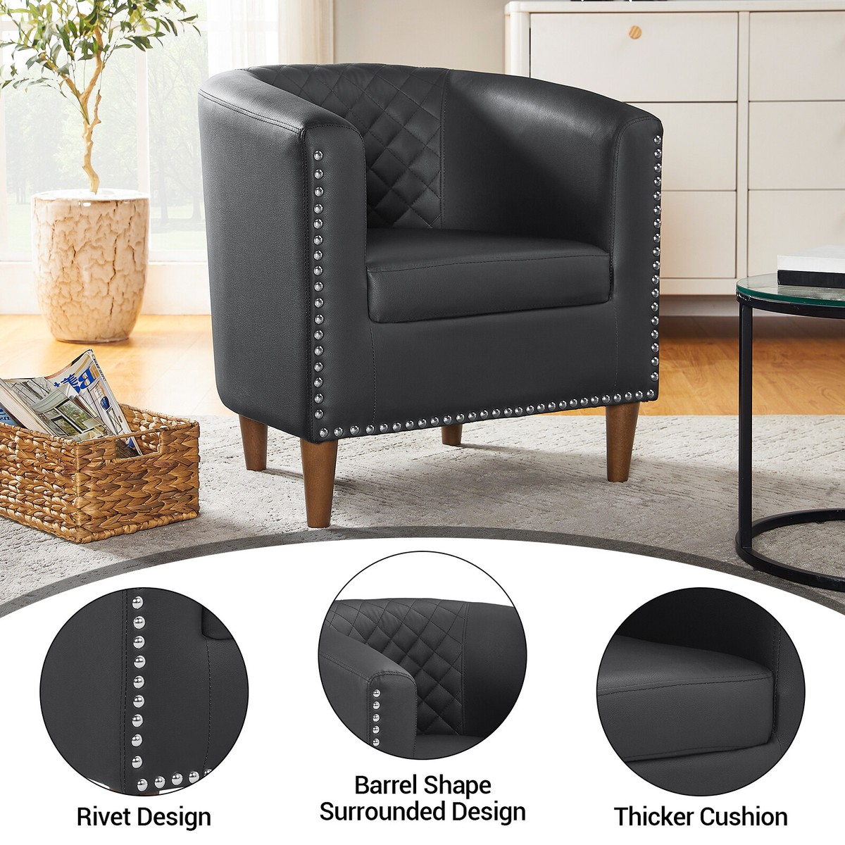 Faux Leather Small Chairs For Bedroom Walmart Black Accent Arm