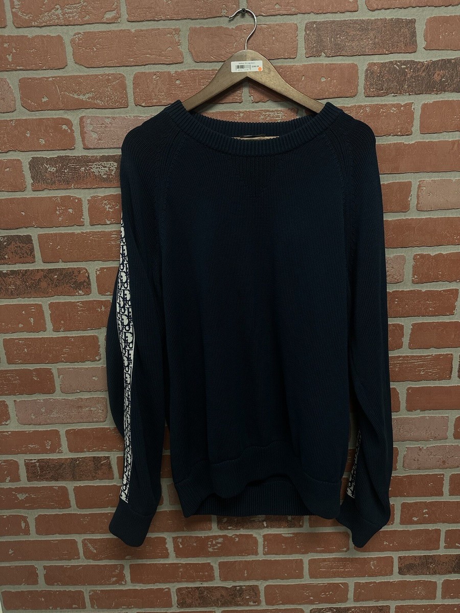 Size XL - Dior Knit Sweater Oblique Navy Blue 100% Authentic $1400