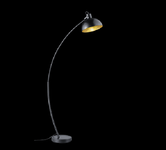 Lampada Piantana Moderna Arco H 150 cm 10W Nera Oro Recife GD Trio