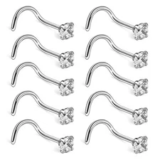 10PCS 18G Stainless Steel CZ Nose Ring Studs Body Piercing Jewelry 1.5MM-3MM