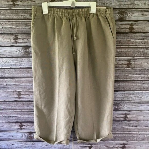 Christopher & Banks Women's Classic Fit Capri Pants Size L Linen Blend NWT