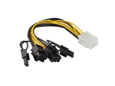 Grafikkarten-Stromadapter Kabel PCI-e, 6-polig weiblich auf 2x 6+2-polig Stecker
