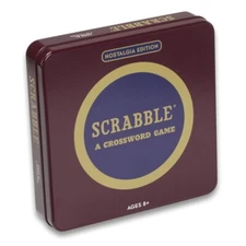 SCRABBLE Nostalgia Edition Collectible Tin Vintage Graphics for 2 to 4 Players