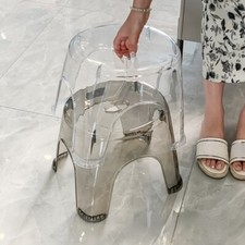 1X Taburete pequeño de plástico transparente acrílico para zapatos baño sala de estar