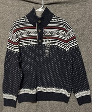 NWT Tommy Hilfiger VTG Size XL Fair Isle Quarter Button Sweater