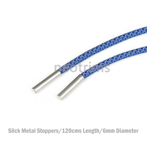 Reflective Bootlaces,Hoodie Cord Rope Shoe Lace Neotrims 6mm Silver Metal Ends - Picture 6 of 34