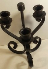 PORTACANDELA-FERRO BATTUTO-FATTO A MANO-ARTIGIANALE-VINTAGE-CANDELABRO-D'EPOCA