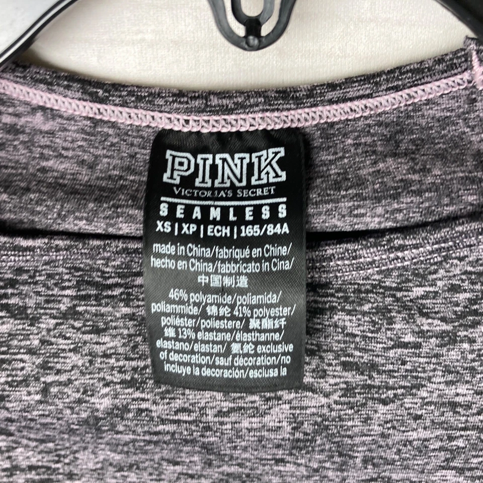 Camiseta ROSA Top Mujer XS Rosa Gris Sin Costuras Corta Manga Larga Tinte Espacial Entrenamiento Foto 3 de 4