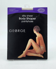 George Silky Sheer Body Shaper Sandalfoot Pantyhose 4858 Ivory Size Small/Medium