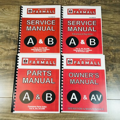 #ad International Farmall A AV Tractor Service Parts Operators Manual Set Catalog $36.97