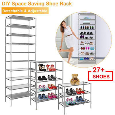 10 Tier Shoe Rack Organizer Storage Pairs Shoes Shelves Space Standing Cabinet
