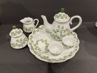Beautiful Mini Porcelain Tea Set In Green And White — photo 10