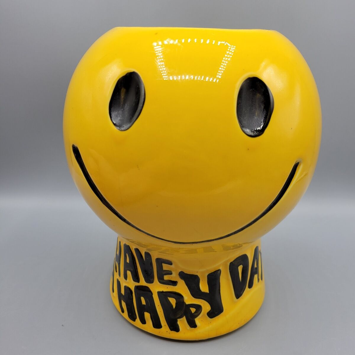 Vintage McCoy USA Pottery Smiley Face Cookie Jar/ Planter Vintage McCoy USA Pottery Smiley Face Cookie Jar/ Planter