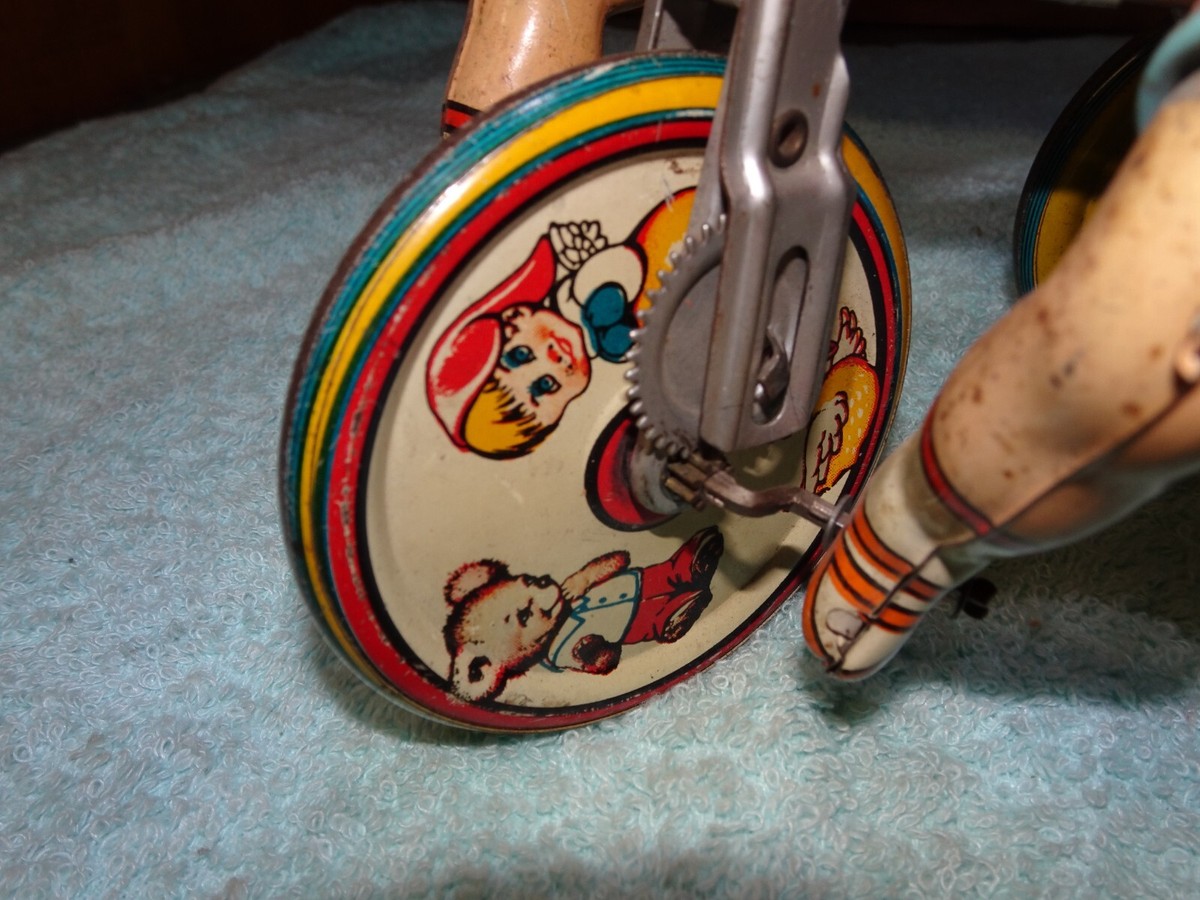 Vintage 1930's Unique Art Kiddy Cyclist Tin Wind Up Toy | eBay