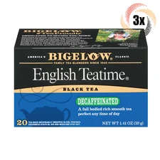 3x Boxes Bigelow English Teatime Decaffeinated Black Tea | 20 Per Box | 1.41oz