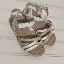 The Children s Place Girl s Sandals Size 7 White Cream Tan Straps Hook Loop