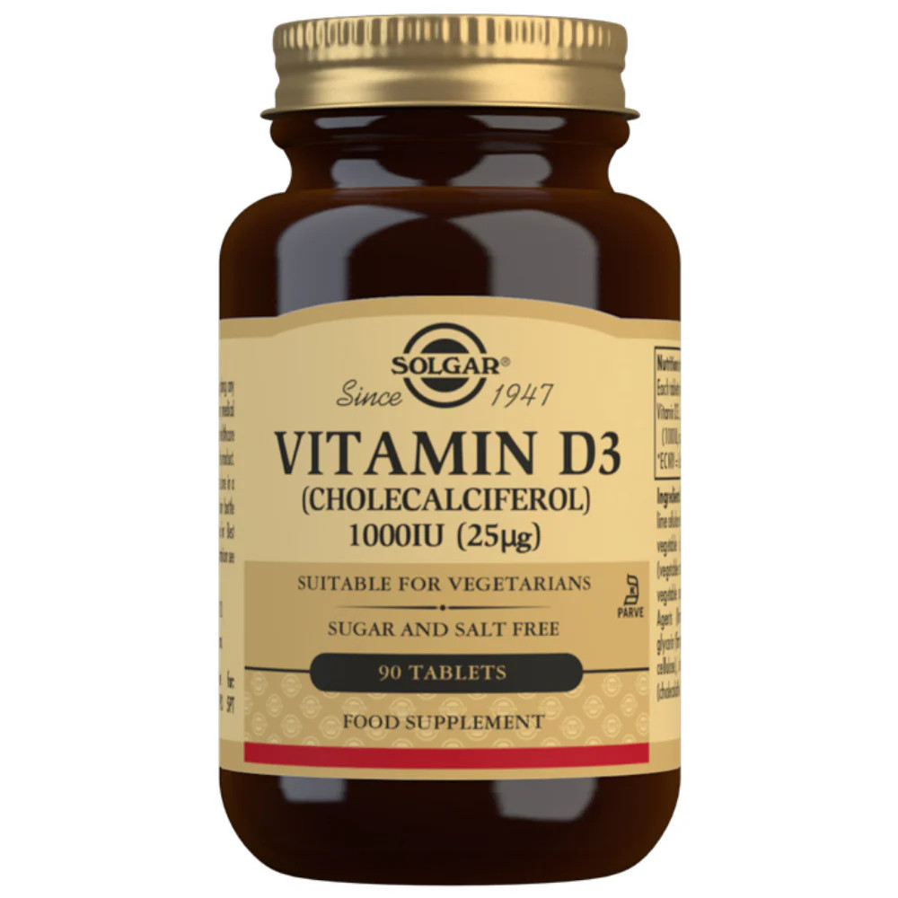 Solgar Vitamin D3 1000 IU 25ug | 90 Tablets | Food Supplement | Vegan Friendly