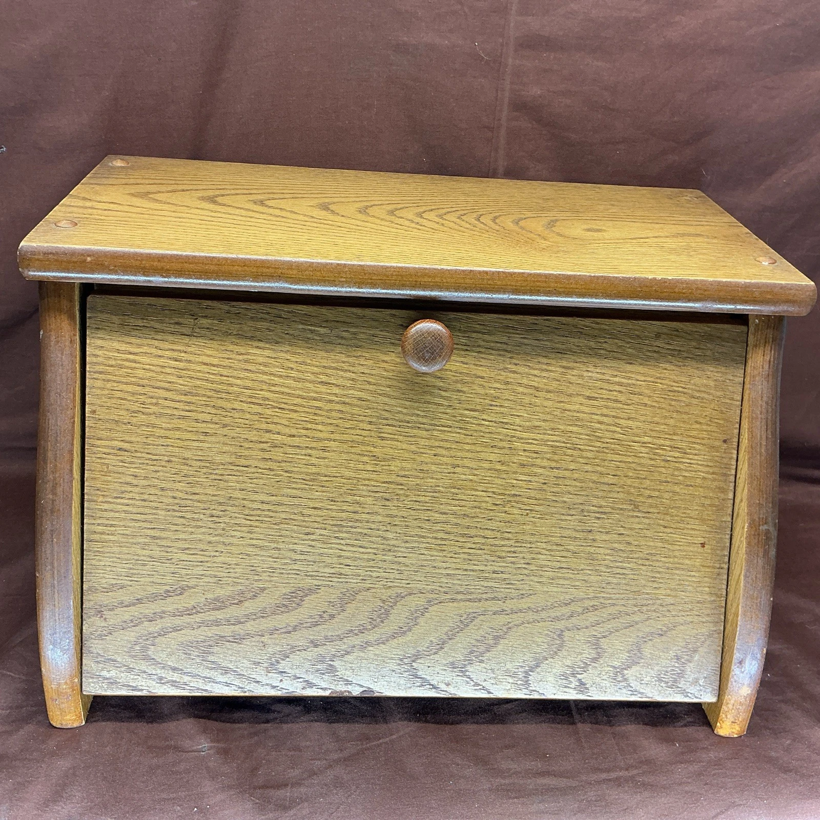 Wooden Vintage Bread Box With Pull Door Closure 16" X 10” X 10.5”
