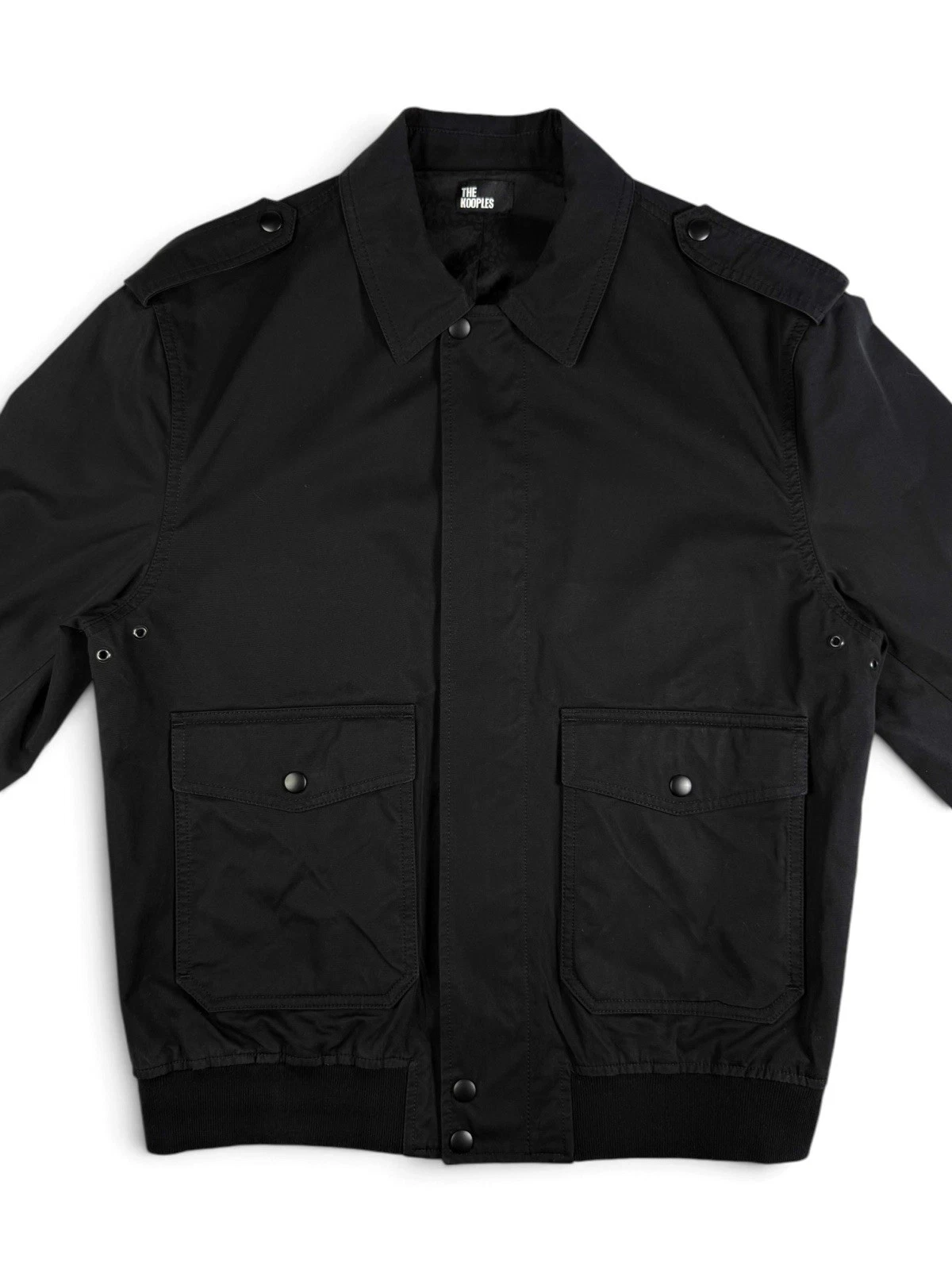 The Kooples Black Military Jacket Zip/Button Front Lined Pockets Men’s L image 3