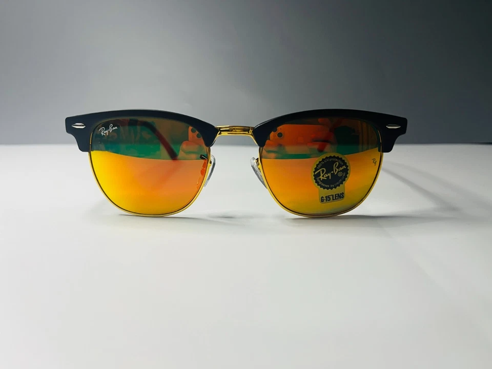 Gafas de sol Ray-Ban RB3016 Clubmaster, marco negro mármol, lentes naranja oscuro, 51 Foto 2 de 4