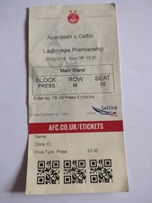 Aberdeen V Celtic. 25/02/2018. Press Pass Ticket Stub. League Game At Pittodrie
