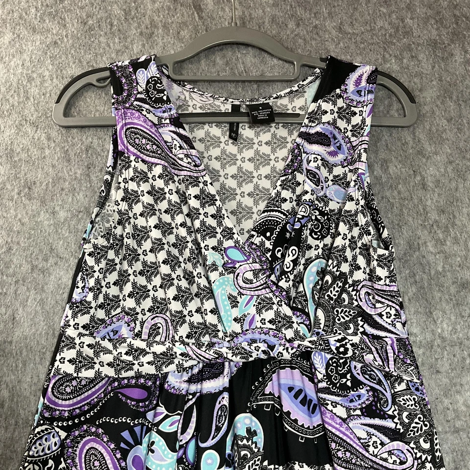 Vestido New Directions Mujer Pequeño Negro Púrpura Cachemira Sin Mangas Maxi Cuello en V Foto 2 de 4