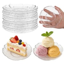10 Pack 4.7 Inch Clear Glass Plates Vintage Glass Small Dessert Plates Mini D...