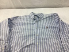 Ralph Lauren Shirt Mens 16 1/2 34 Large Blue Stripes Button Down Long Sleeve
