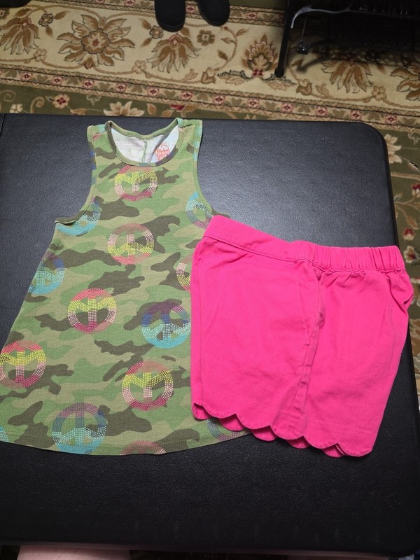 Girls Sz 7/8 Camo Paved Tank Top With Scalloped Shorts