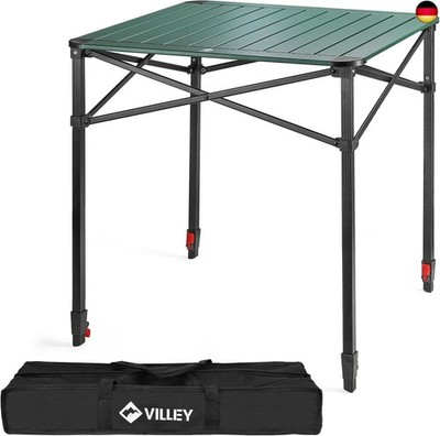 VILLEY Aluminium Klapptisch mit Tragetasche, klappbarer Campingtisch aus Alu,