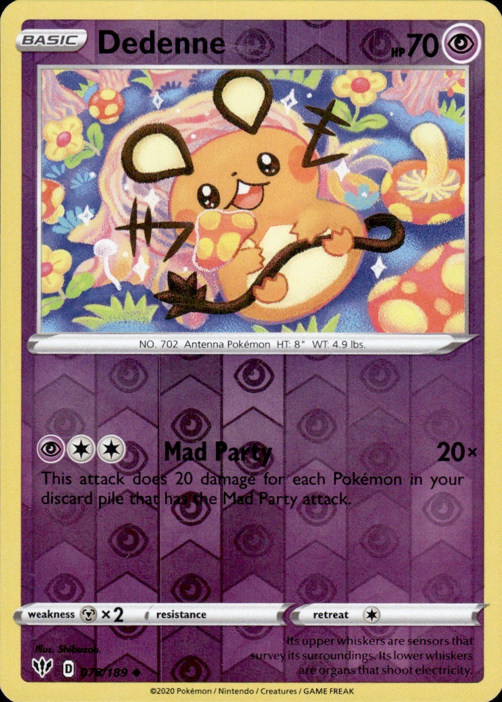 Dedenne 078/189 Uncommon Darkness Ablaze Pokemon Reverse Holo Lightly Played