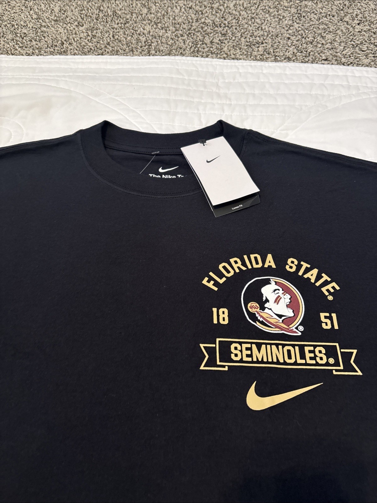 Nike Tee Medium Florida State Seminoles FSU Shirt Black Garnet & Gold NWT