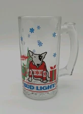 Spuds McKenzie 1987 Christmas Beer Glass Mug Bud Light Perfect Gift