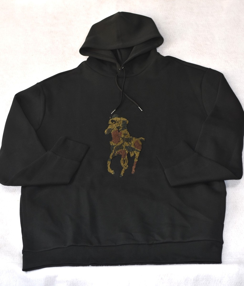 Polo Ralph Lauren Black Hoodie Double Knit Camo Big Pony 2XLT 2X