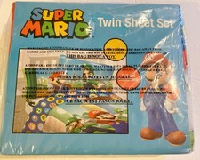 Official Nintendo Super Mario Twin Sheet Set BNIP-Microfiber-Fitted, Flat  Case