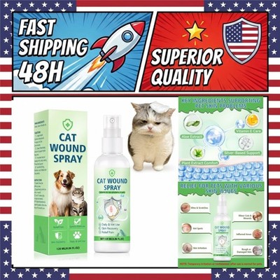 Cat Wound Spray 120ml Pet Skin Care for Scratches Bites Redness