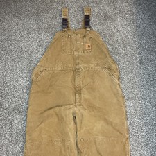 Carhartt Bib Overalls Mens 48x32 Double Knee R27 211 Duck Quilt Insulated Brown