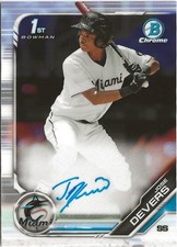 2019 Bowman Chrome Draft Jose Devers Auto SP RC Atlanta Braves